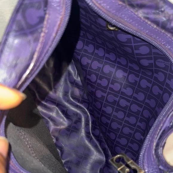 Elegant Gherardini Italy Genuine Leather PVC Crossbody Bag Purple Shoulder Bag - Picture 9 of 9